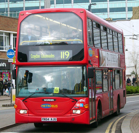 Route 119, Metrobus 494, YN54AJU, Croydon