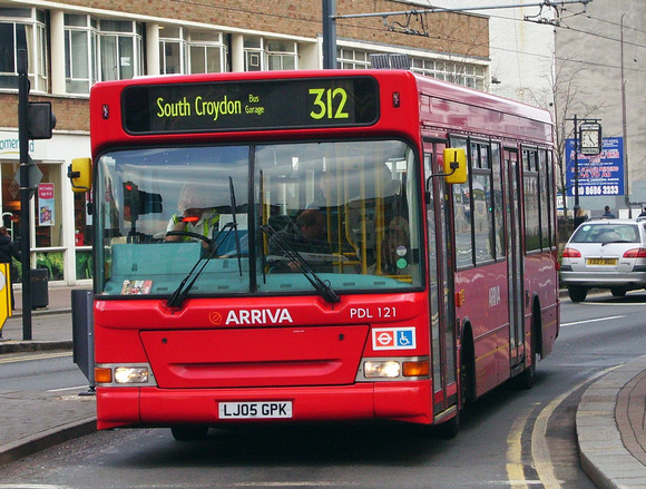 Route 312, Arriva London, PDL121, LJ05GPK, Croydon