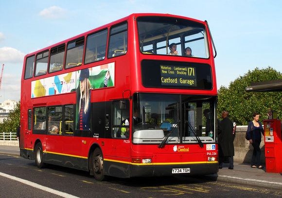 Route 171, London Central, PVL234, Y734TGH, Waterloo