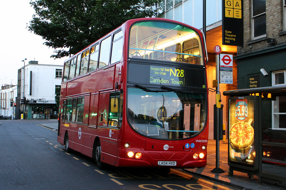 Route N28, Tower Transit, VNW32395, Notting Hill Gate