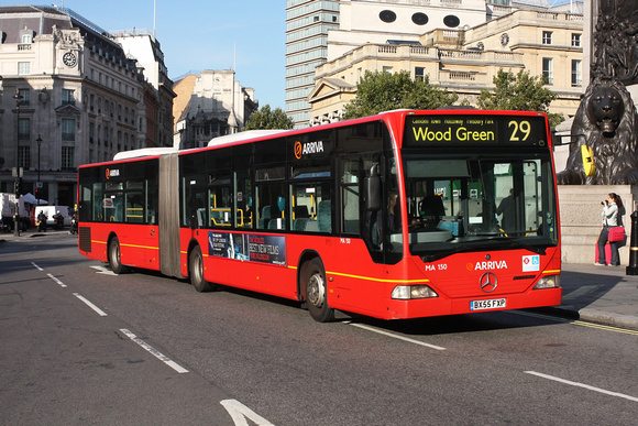 Route 29, Arriva London, MA150, BX55FXP, Trafalgar Square