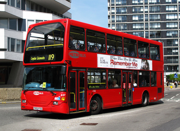 Route 119, Metrobus 437, YV03PZG, Croydon