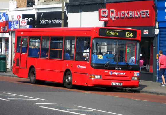 Route 124, Stagecoach London 34374, LV52HGM, Eltham