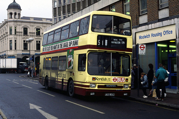 Route 51, Kentish Bus 705, F705JCN Woolwich