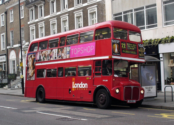 Route 22, London General, RML889, 214UXJ, Sloane Square