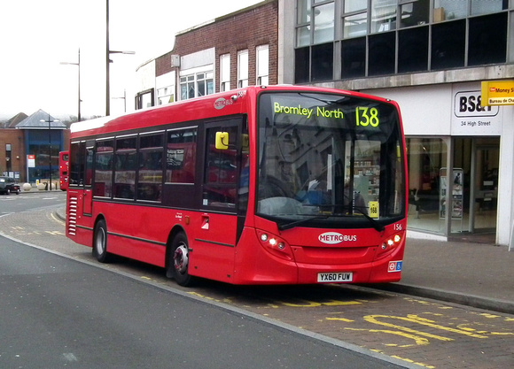 Route 138, Metrobus 156, YX60FUW, Bromley