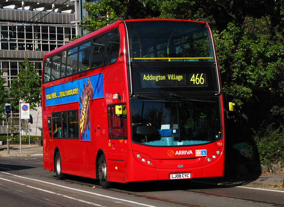 Route 466, Arriva London, T51, LJ08CYC, Croydon