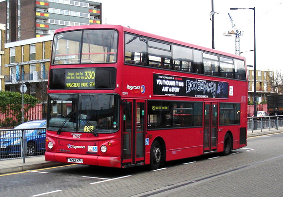 Route 330, Stagecoach London 17092, T692KPU, Canning Town