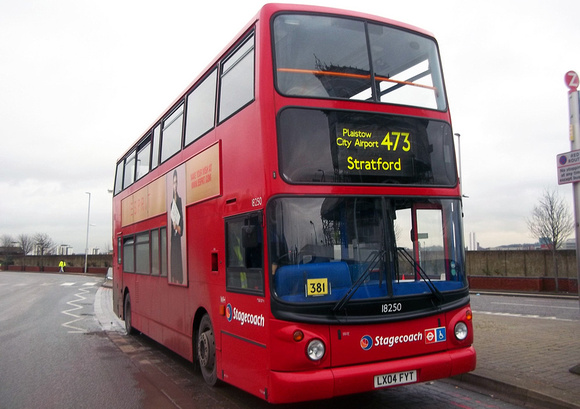 Route 473, Stagecoach London 18250, LX04FYT, North Woolwich