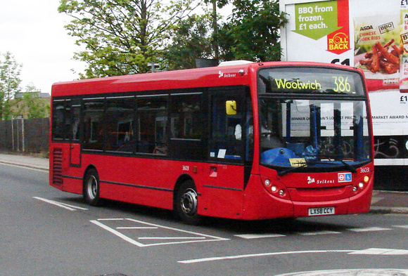 Route 386, Selkent ELBG 36031, LX58CCY, Woolwich