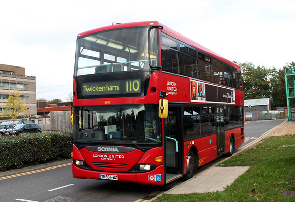 Route 110, London United RATP, SP15, YN56FBZ, West Middlesex Hospital