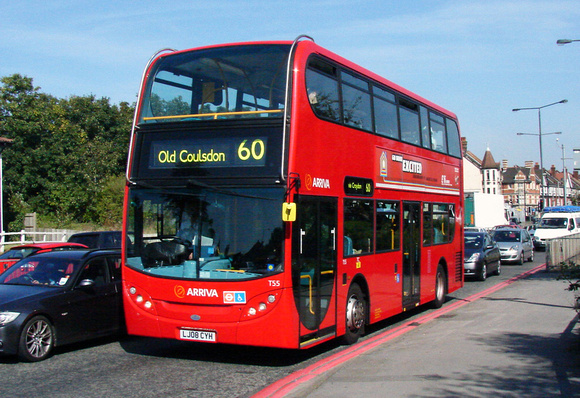 Route 60, Arriva London, T55, LJ08CYH, Purley
