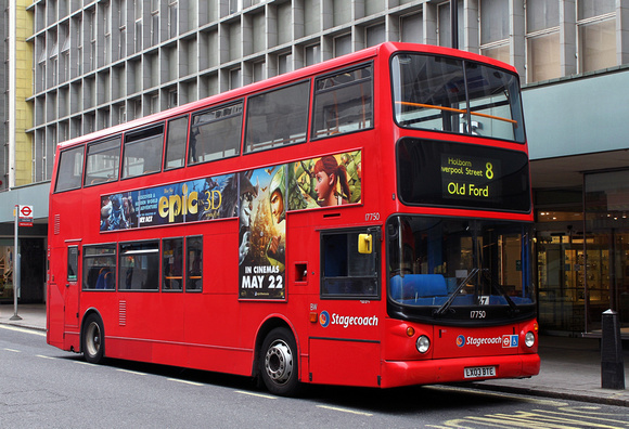 Route 8, Stagecoach London 17750, LX03BTE, Oxford Circus