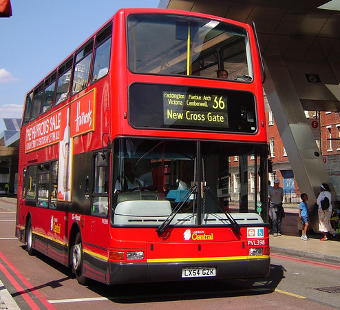 Route 36, London Central, PVL398, LX54GZK, Vauxhall