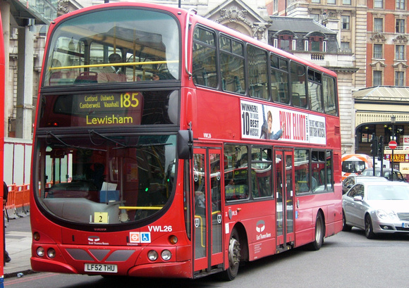 Route 185, East Thames Buses, VWL26, LF52THU, Victoria