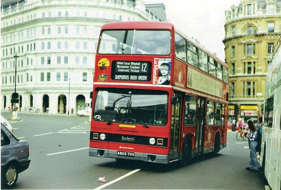 Route 12, London Central, T1005, A605THV, Trafalgar Square