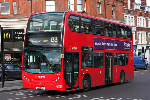 Route 133, Arriva London, T105, LJ59LYC, Brixton