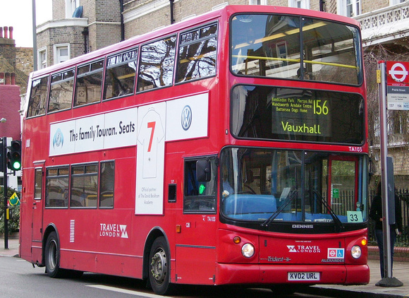 Route 156, Travel London, TA103, KV02URL, Battersea