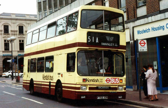 Route 51A, Kentish Bus 703, F703JCN, Woolwich