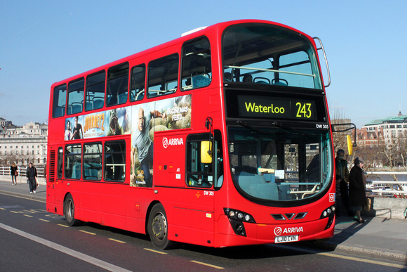 Route 243, Arriva London, DW305, LJ10CVN, Waterloo Bridge