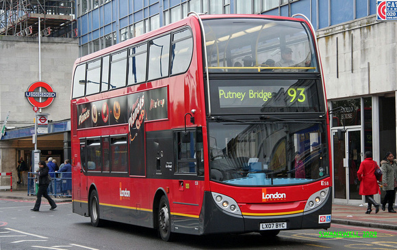 Route 93, London General, E58, LX07BYC, Morden Station