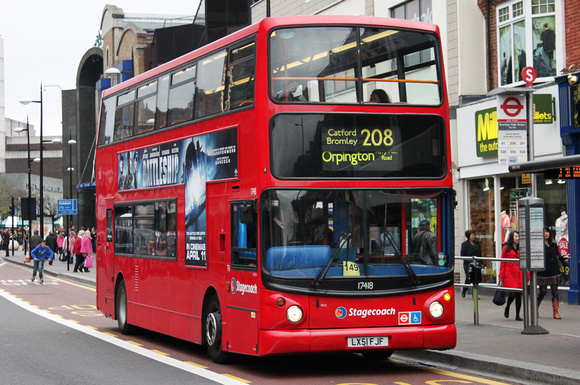 Route 208, Stagecoach London 17418, LX51FJF, Bromley